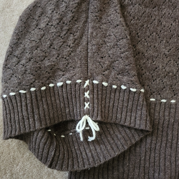 Marina Luna WOOL rabbit Hair Women's Knit Intarsia TURTLENECK Sweater Sz M brown - Picture 9 of 12